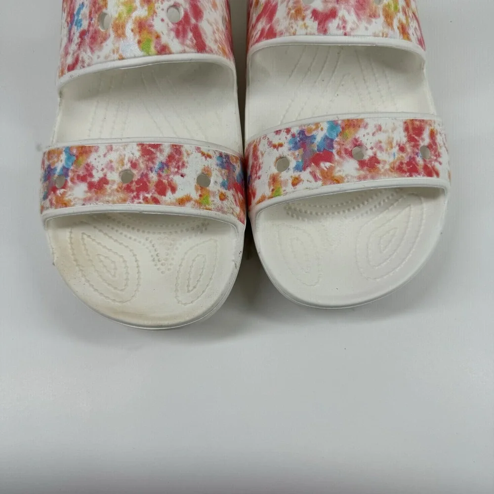 Crocs Classic Tie-Dye Graphic Men's US 12 Multi/White Summer Slip-On Sandals